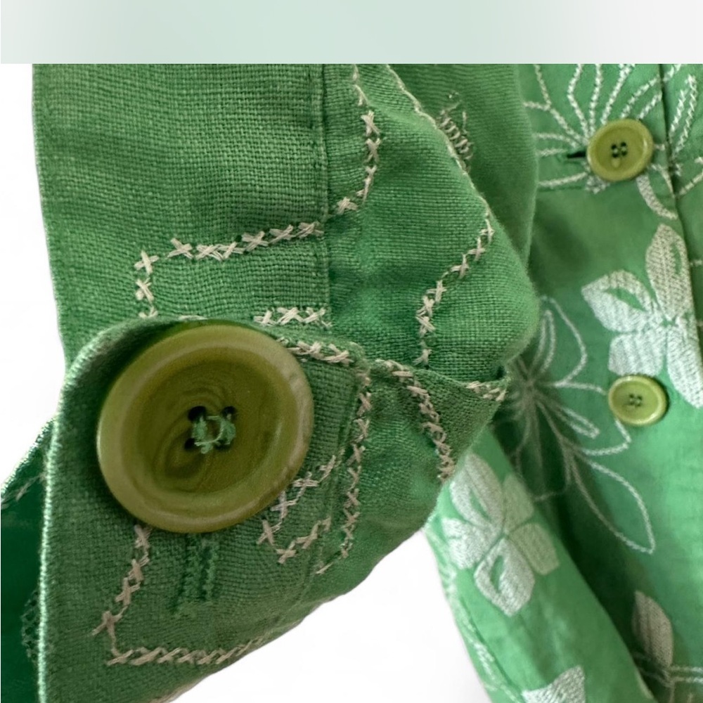 JM Collection Mint Green Linen Jacket - Picture 3 of 8